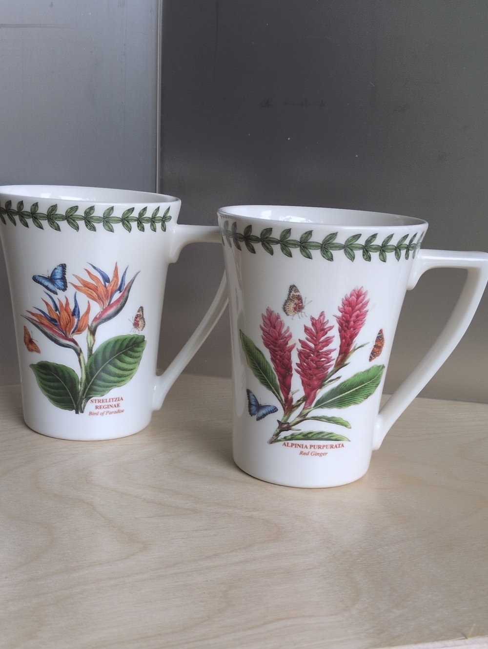 Portmeirion 2 Mugs Exotic Botanical Garden  Bird of Paradise & Red Ginger